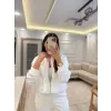 Serpme Taşlı Fermuarlı Sweatshirt Eşofman Takım
