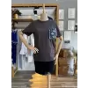 Slax Kot Cepli İnci İşlemeli T-Shirt