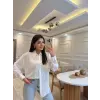 Tensel Kumaş Taşlı Uzun Kol Gömlek