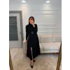 Yırtmaç Gold Toka Detaylı Elbise