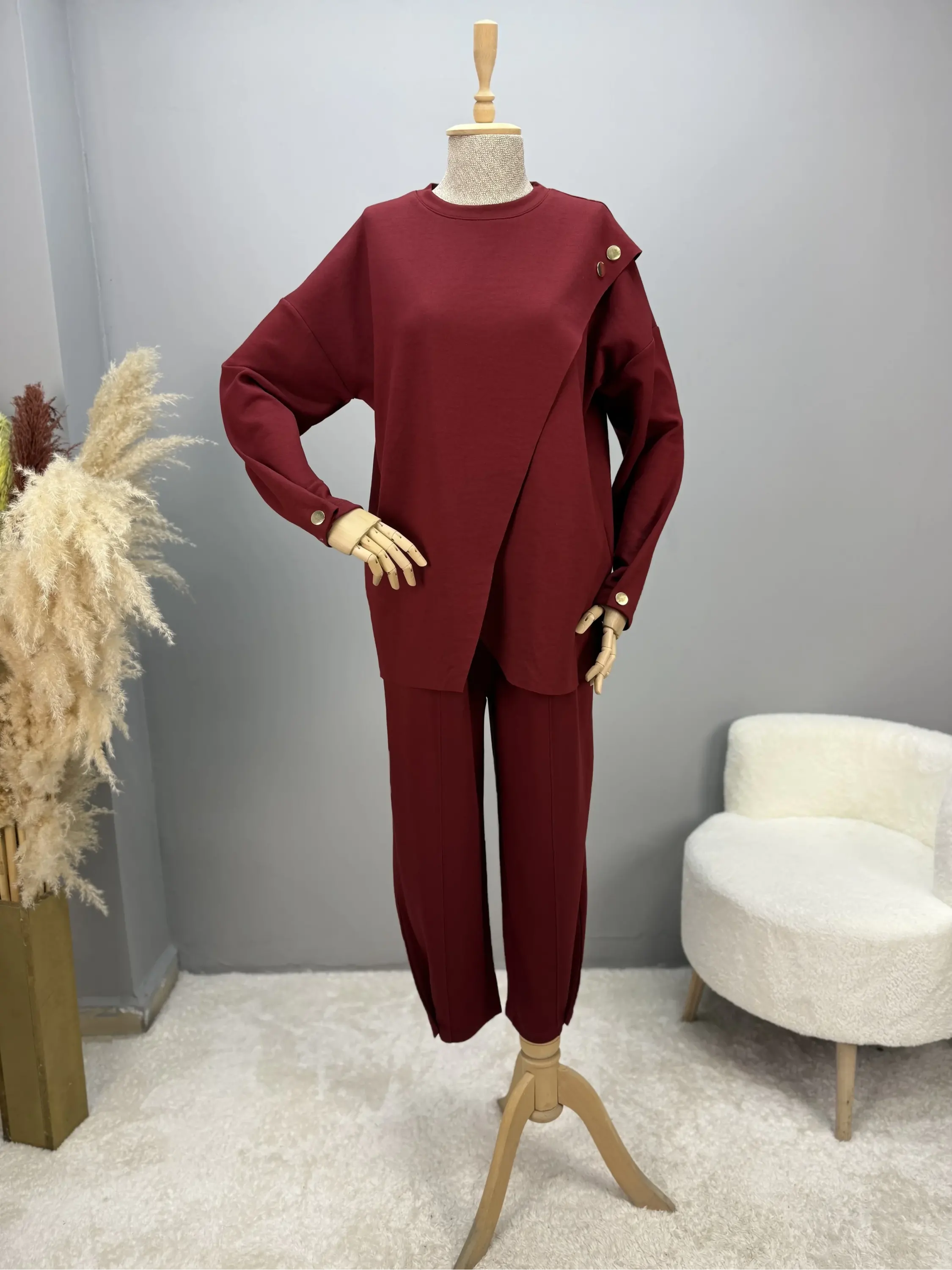 V Pelerin Modal Kumaş İkili Takım