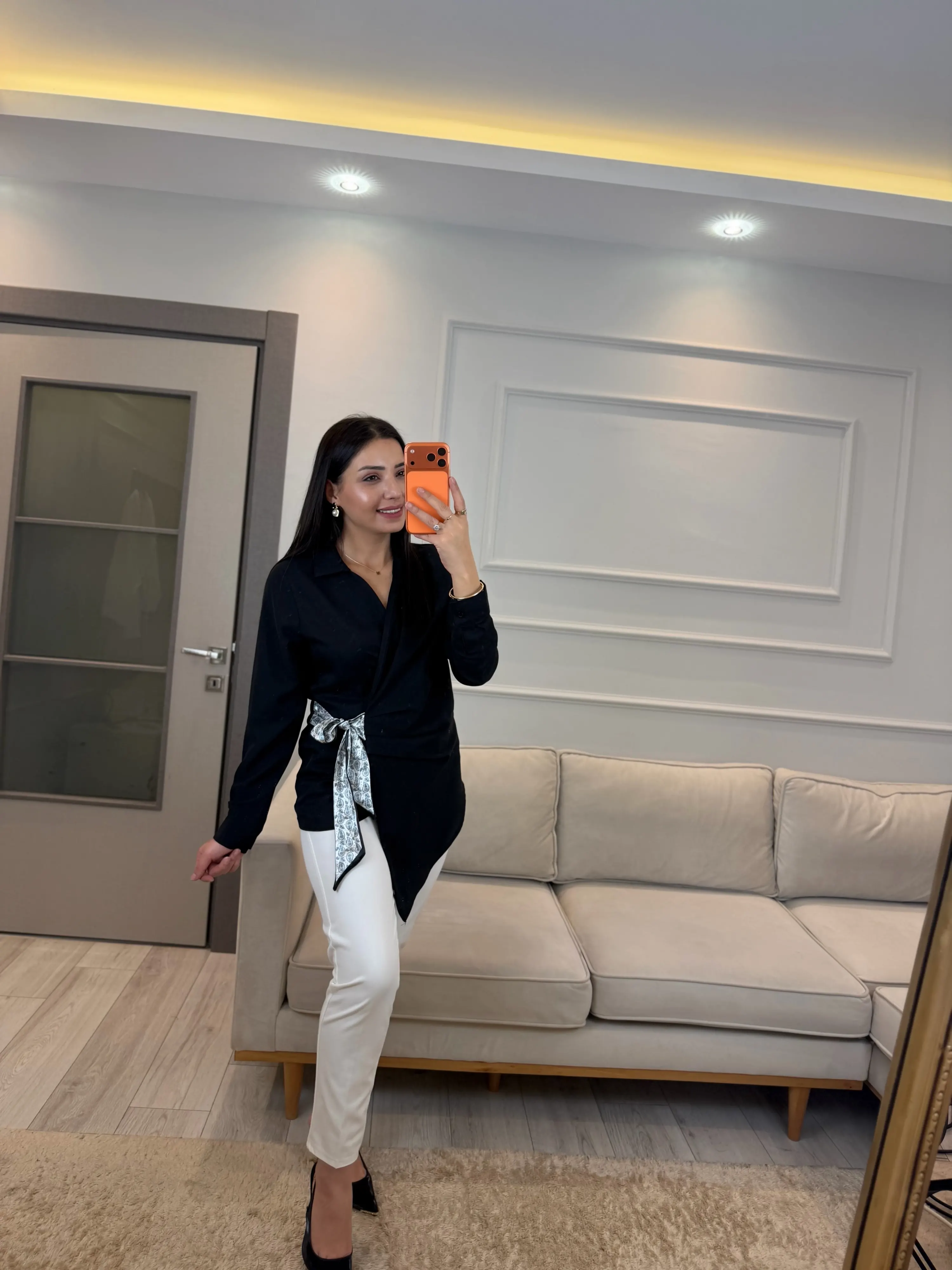 Jesica Fularlı Gömlek