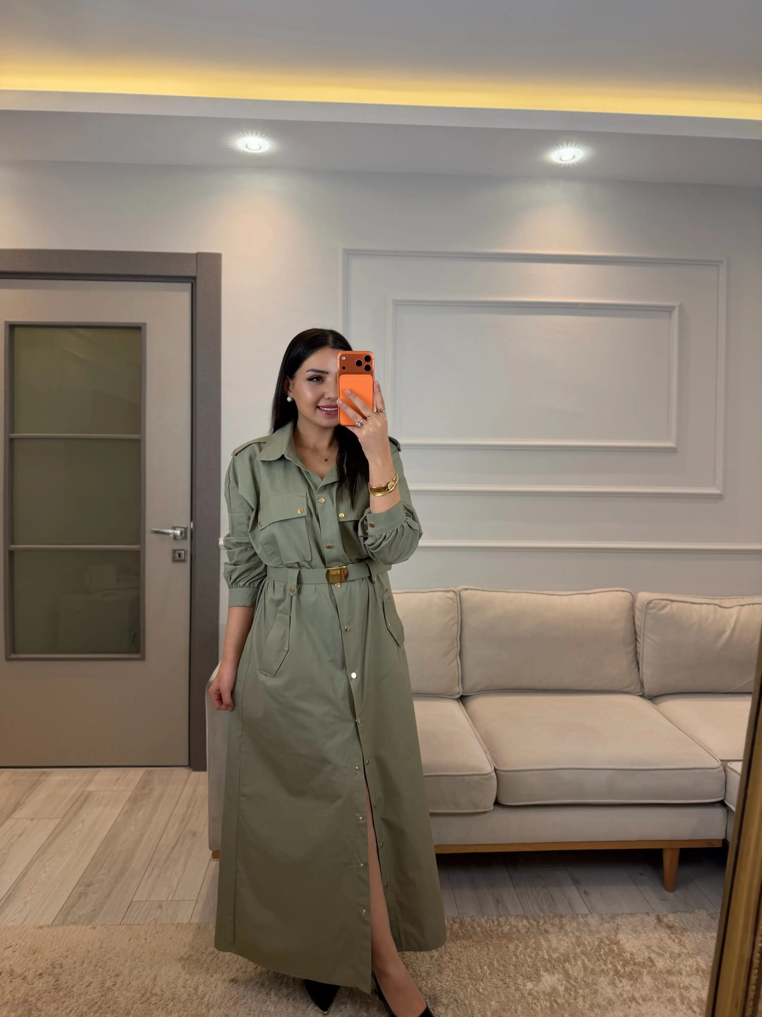 Zımba Ve Kemer Detaylı Elbise