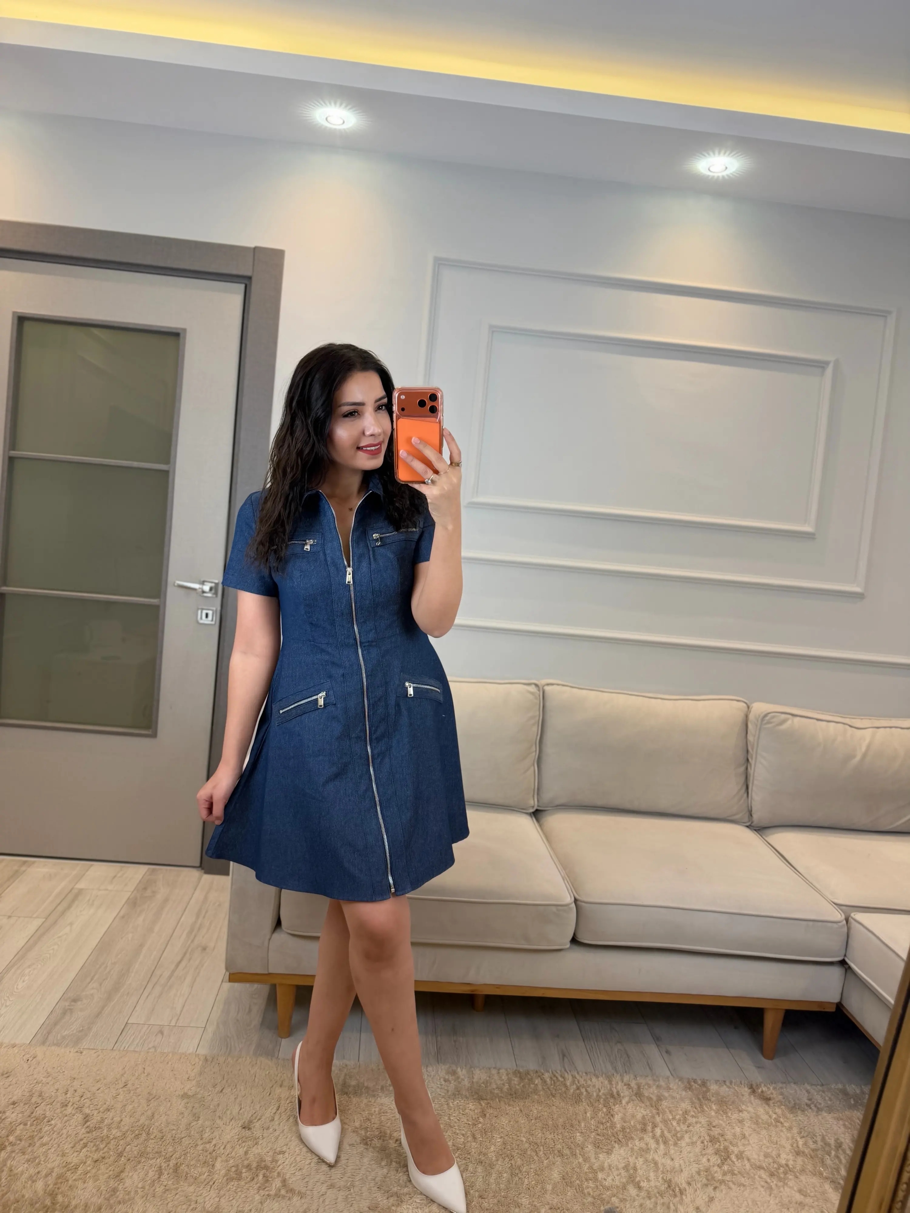 Fermuarlı Cep Detaylı Elbise