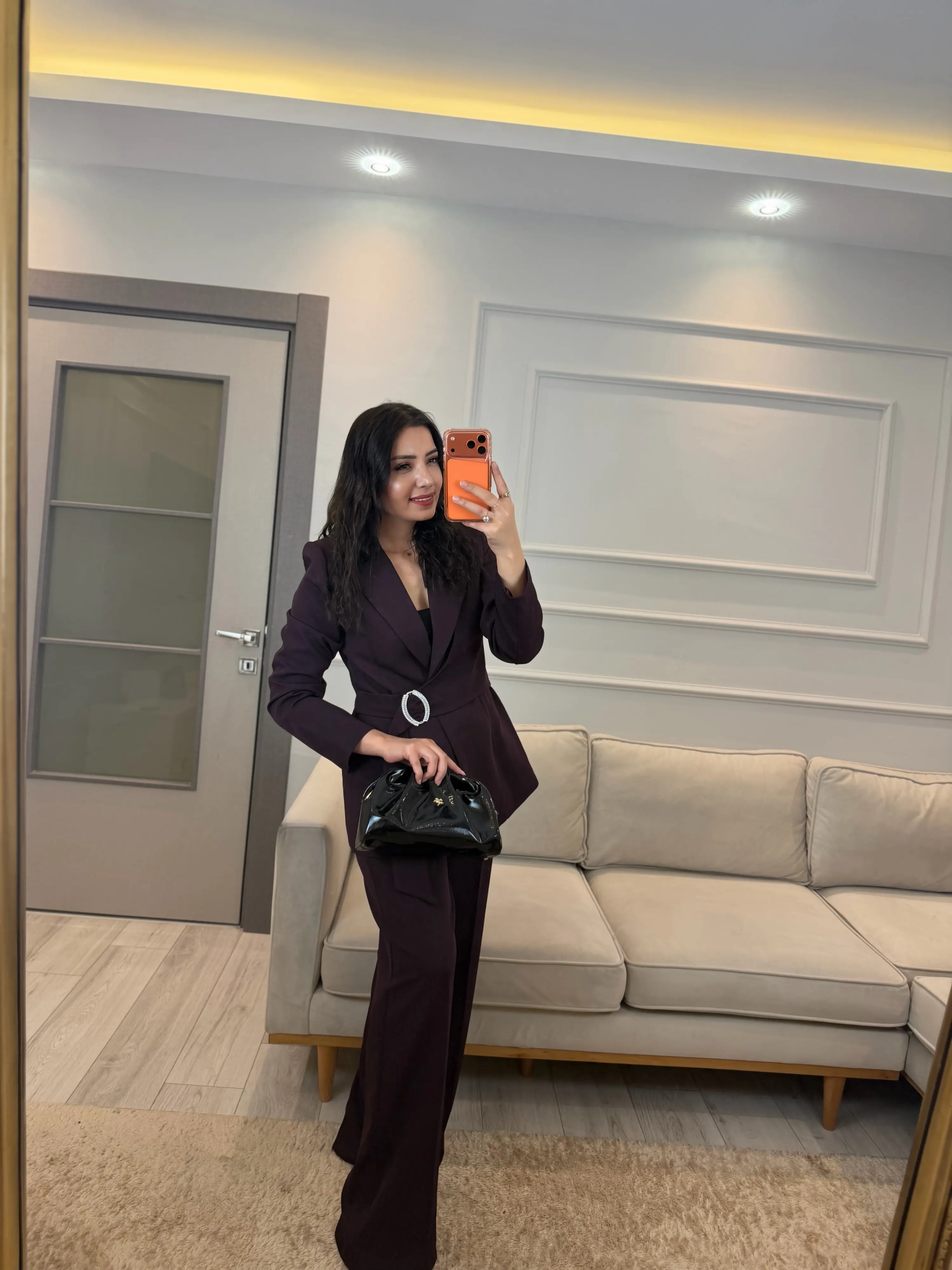 Broş Taş Detaylı Blazer Ceket Pantolon Takım