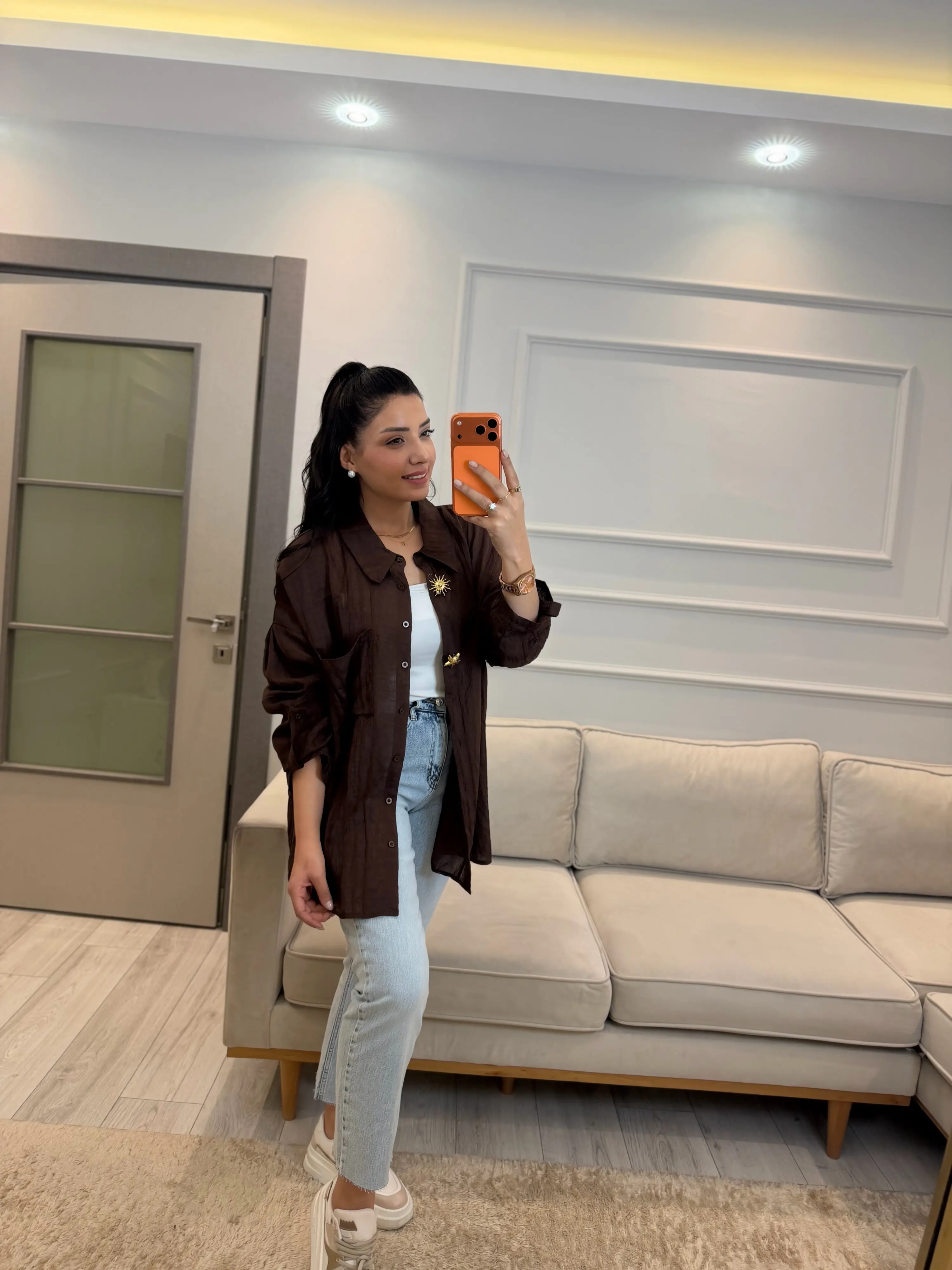 Petek Yıldız Aksesuarlı Salaş Gömlek