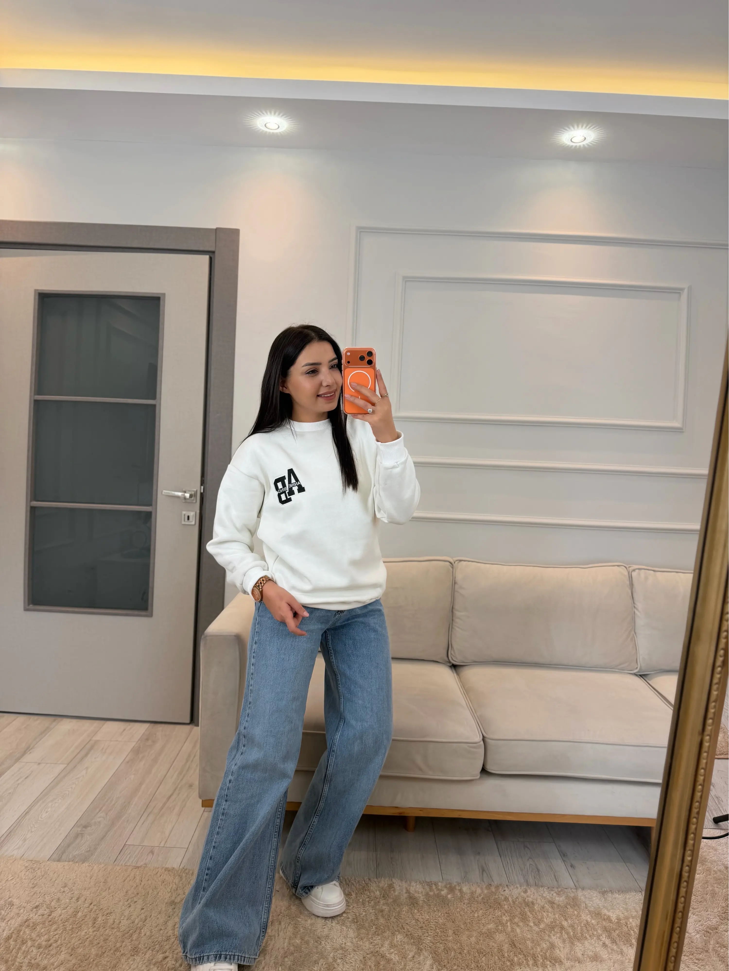 AB Nakışlı Üç İplik Sweatshirt