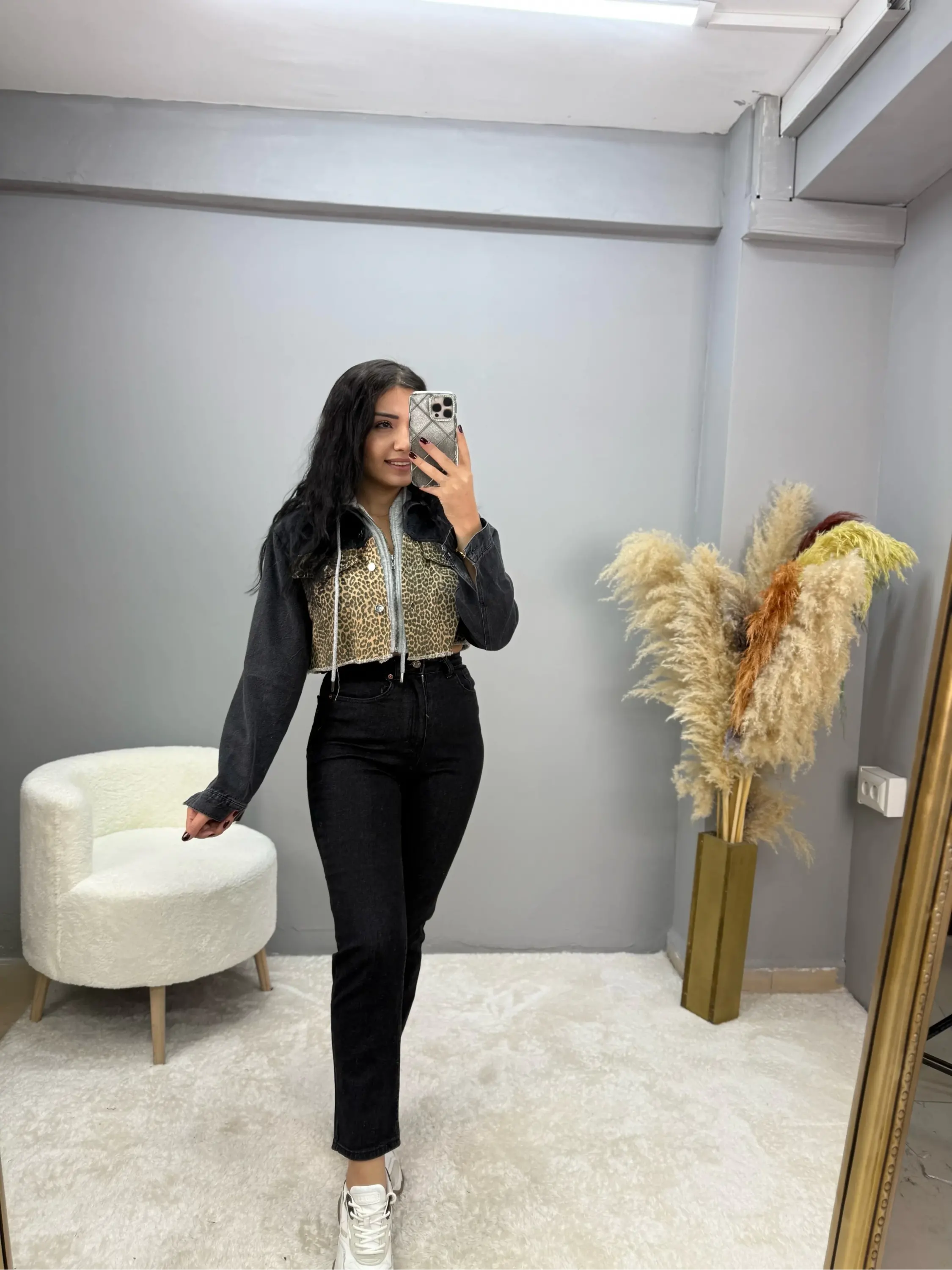 Avent Leopar Detaylı Kapüşonlu Ceket