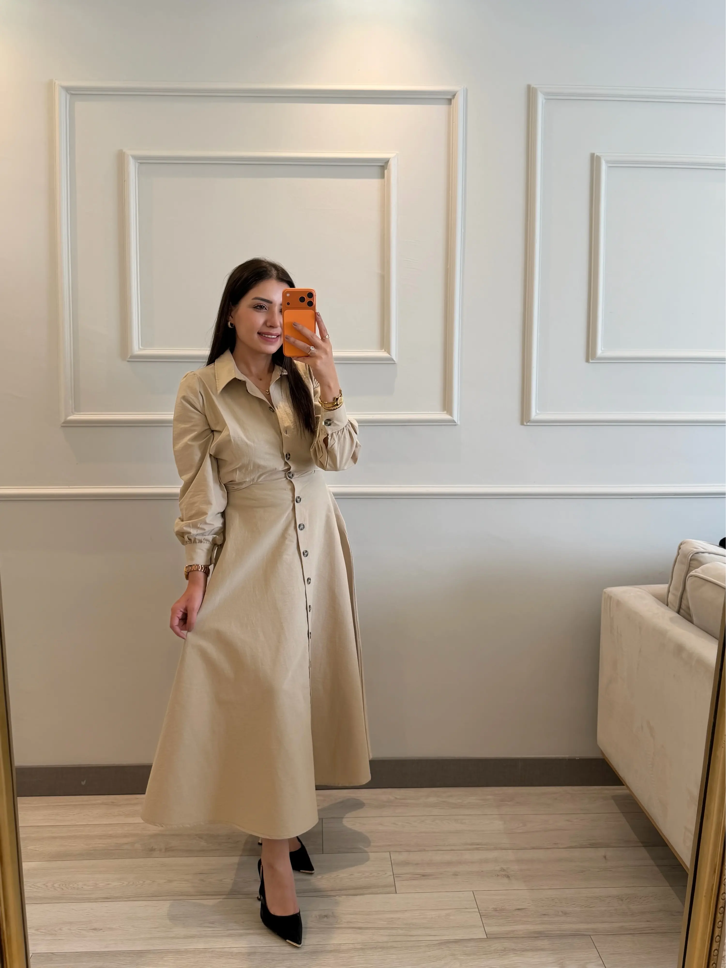 Bağlamalı Poplin Kumaş Elbise