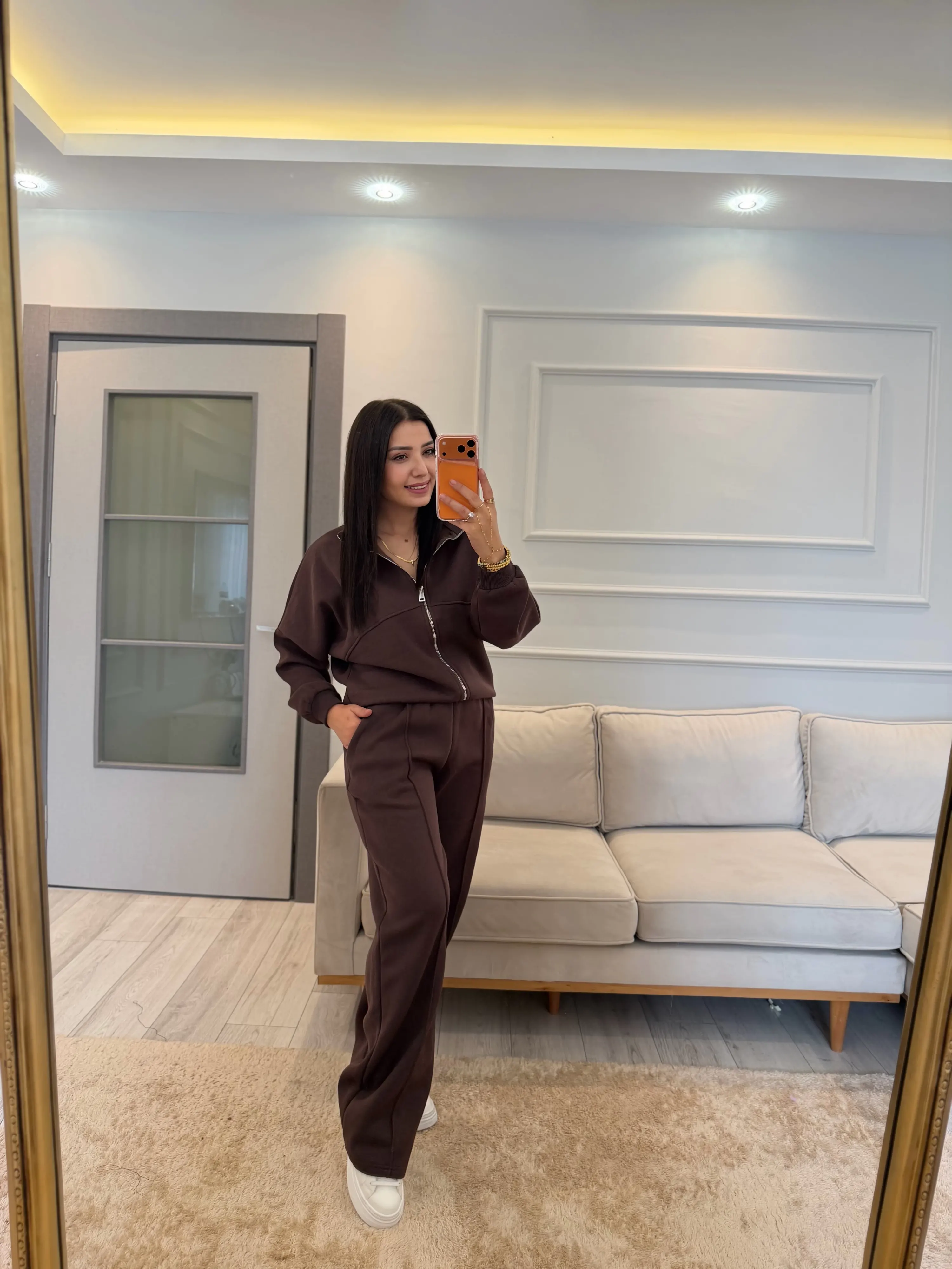 Crov Üç İplik Fermuarlı Sweatshirt Ceket Eşofman Takım