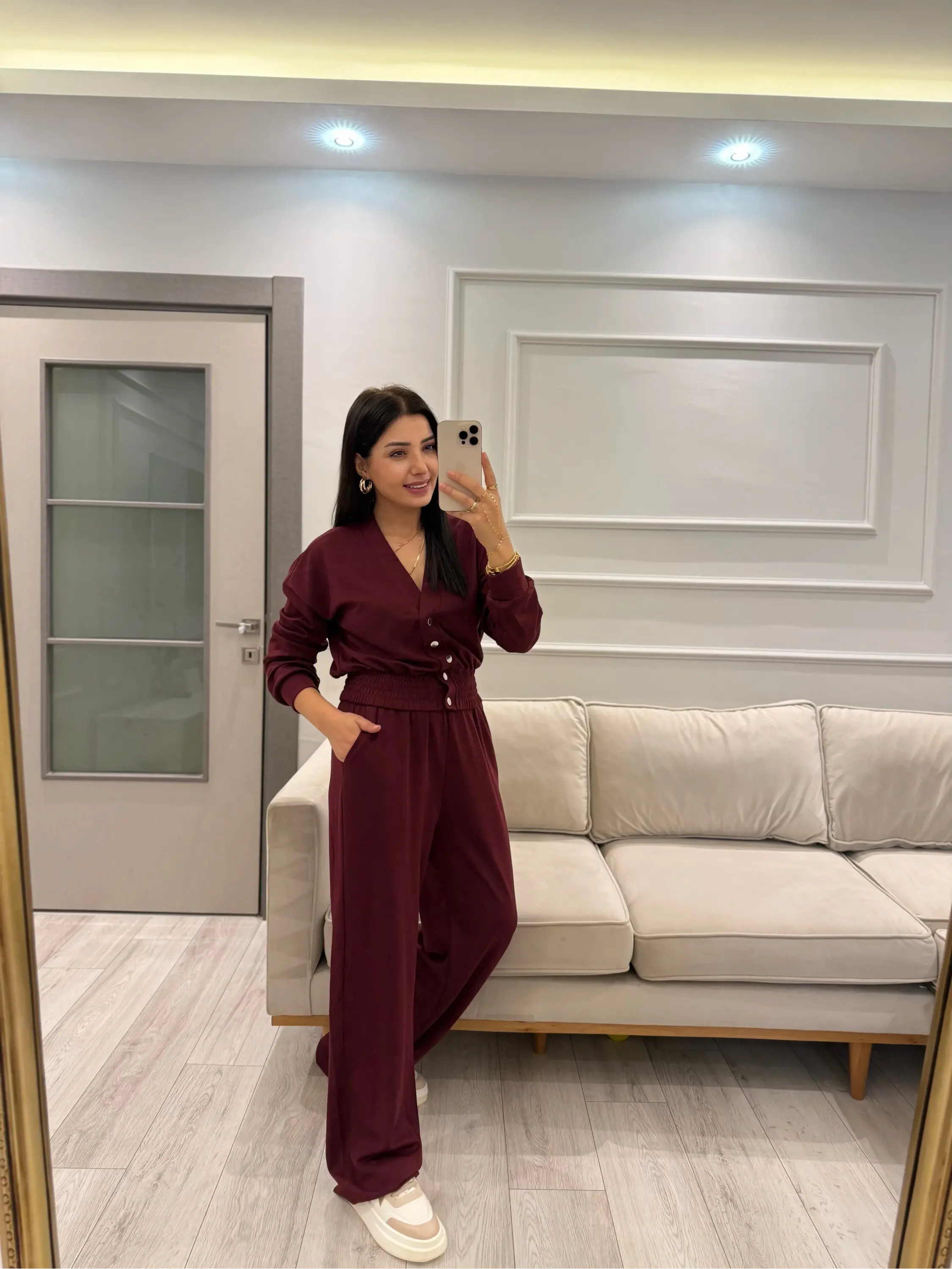 Düğme Detaylı Modal Eşofman Takım