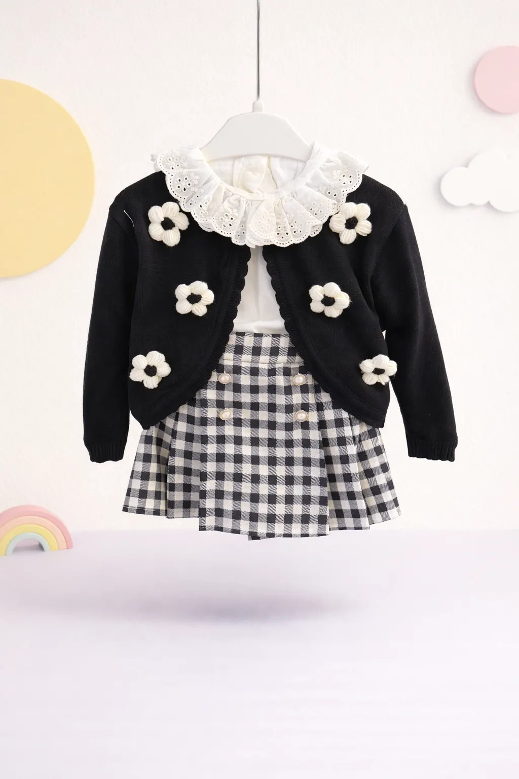 Ekose Ceket Şort Etek Üçlü Takım 2/5 Yaş