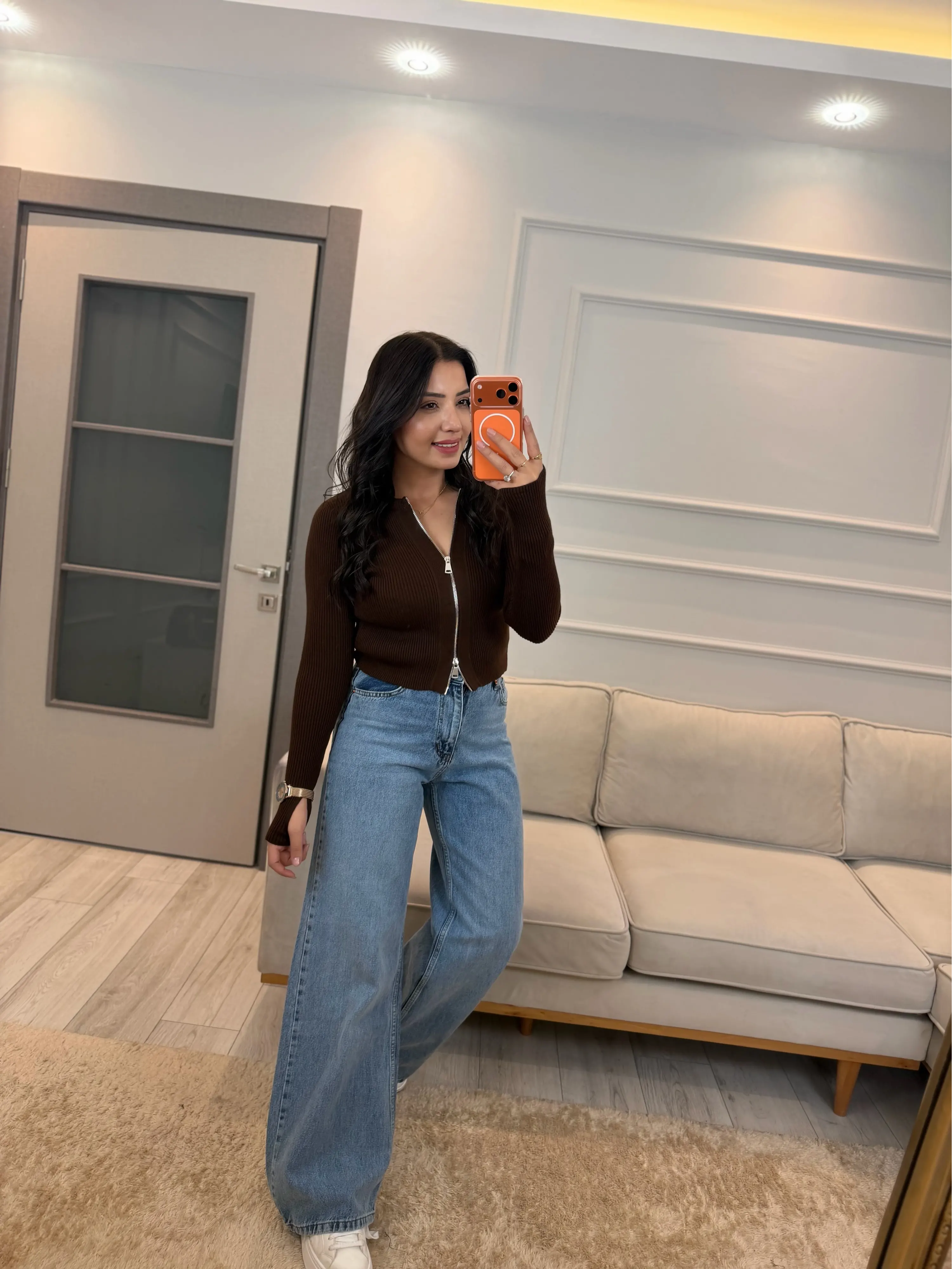 Fermuarlı Kısa Triko Hırka