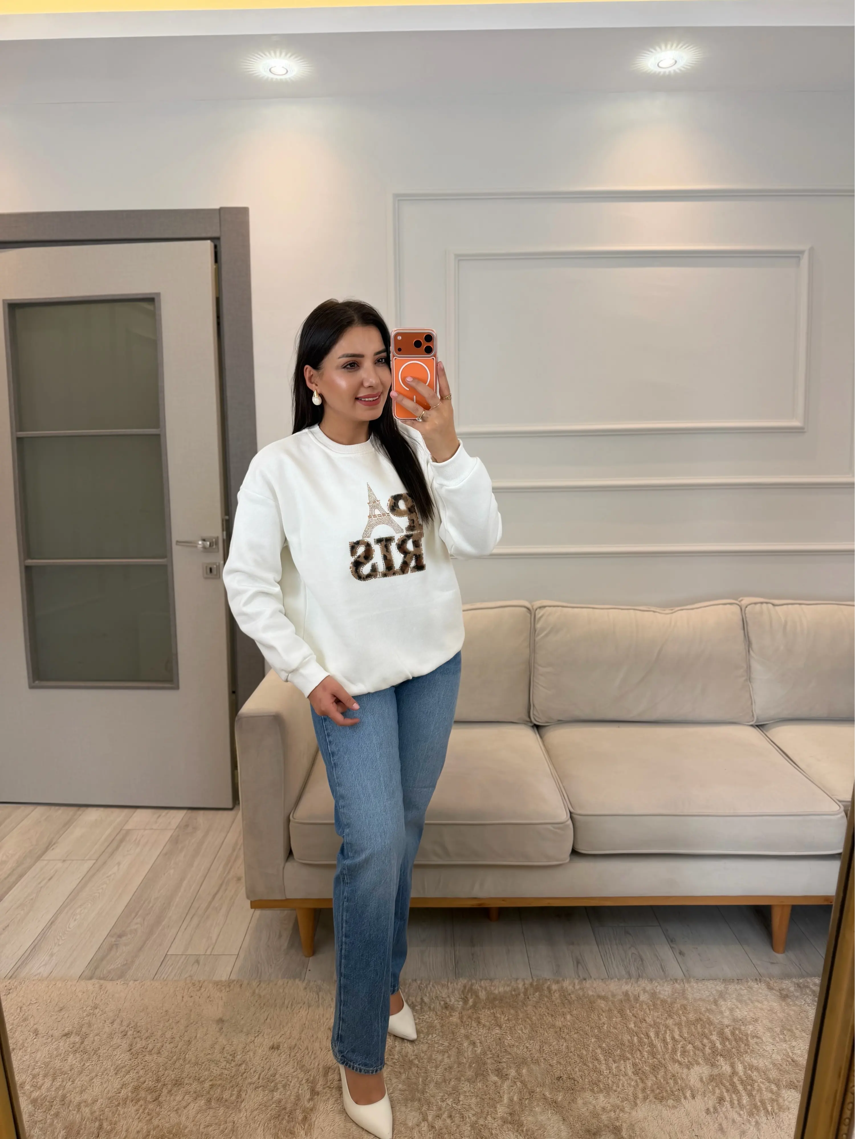 Leopar Paris Üç İplik Sweatshirt