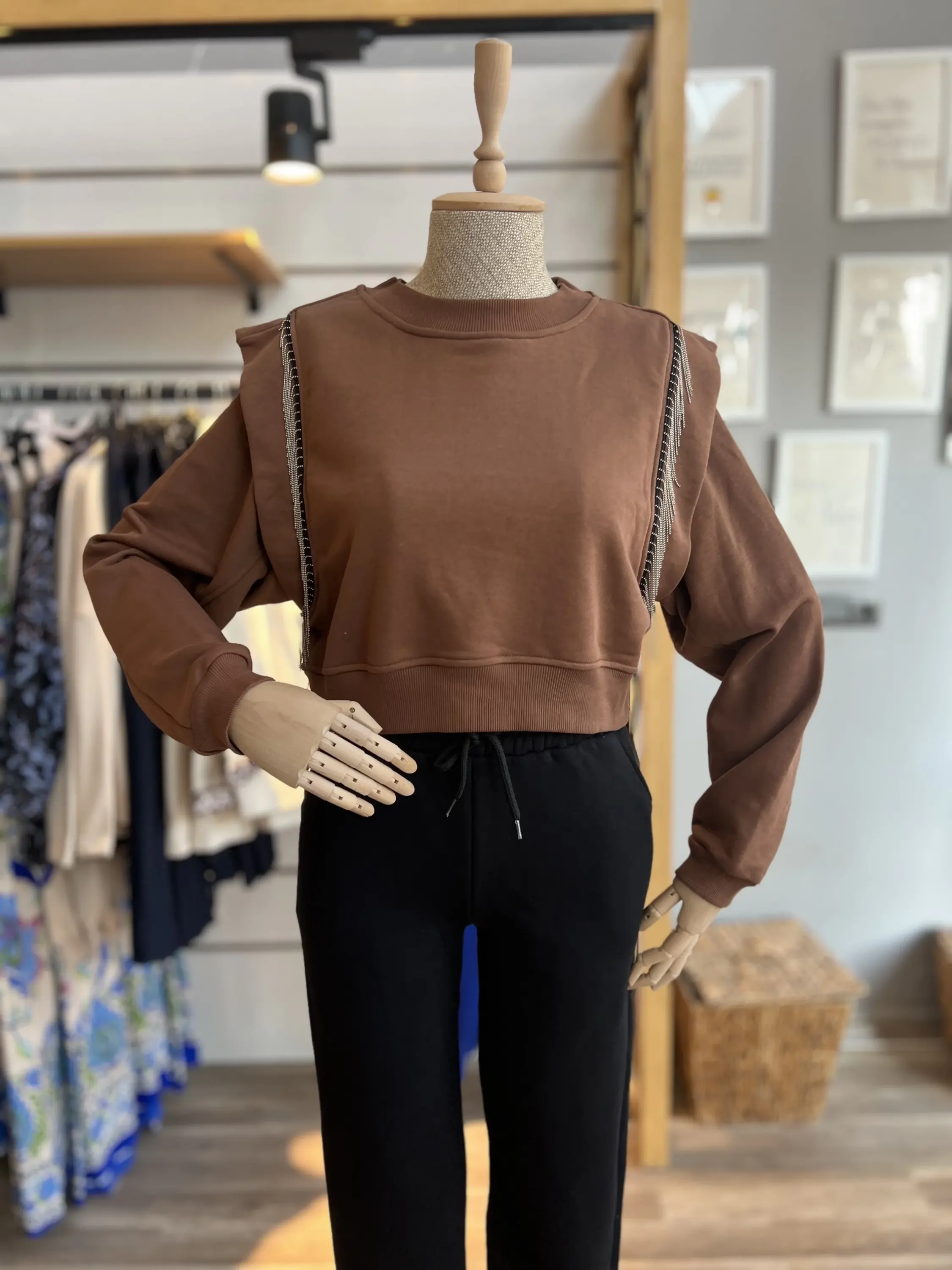 Minsti Omuz Zincirli Sweatshirt