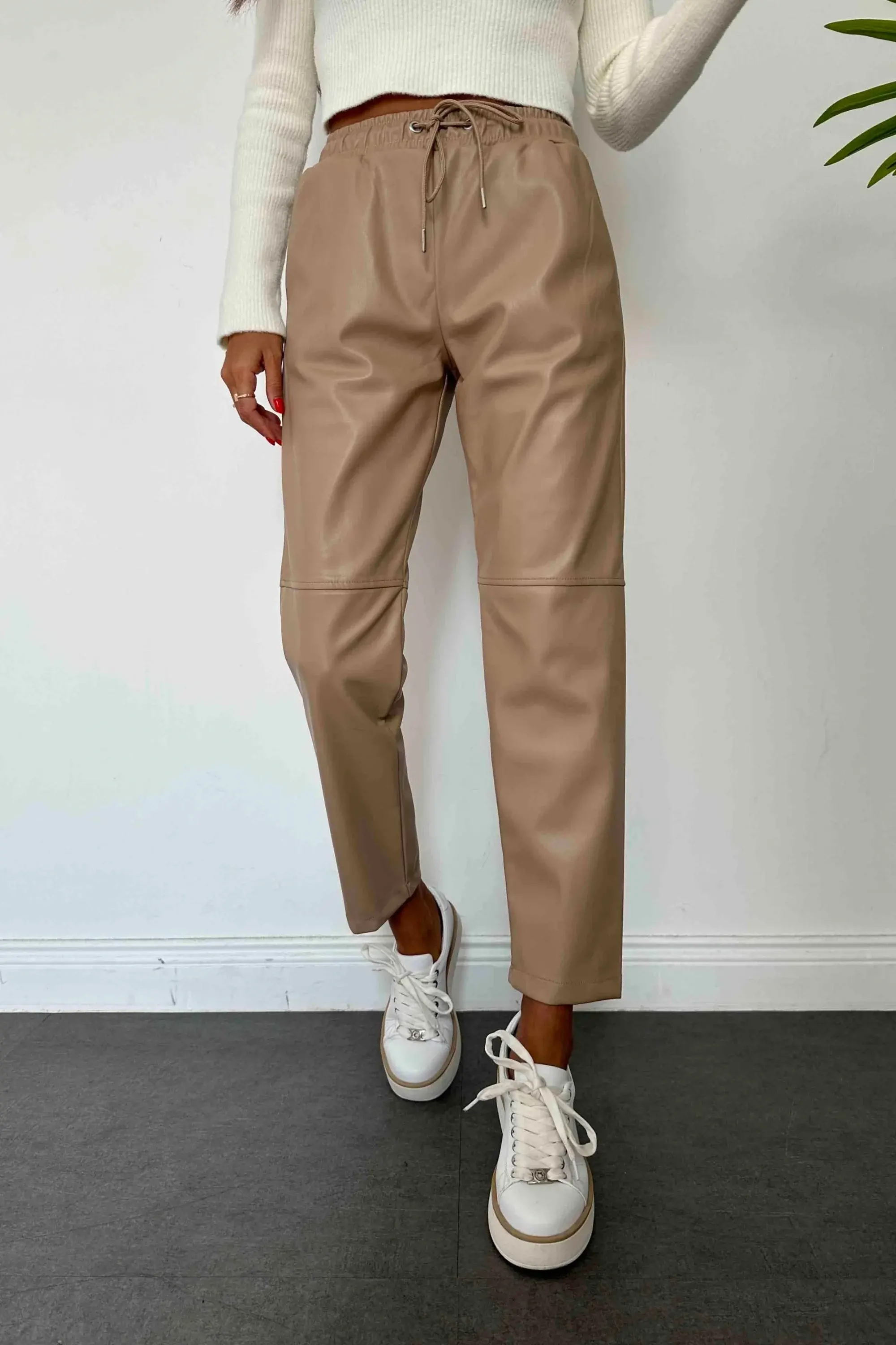 Namlex Bel Lastikli Deri Pantolon