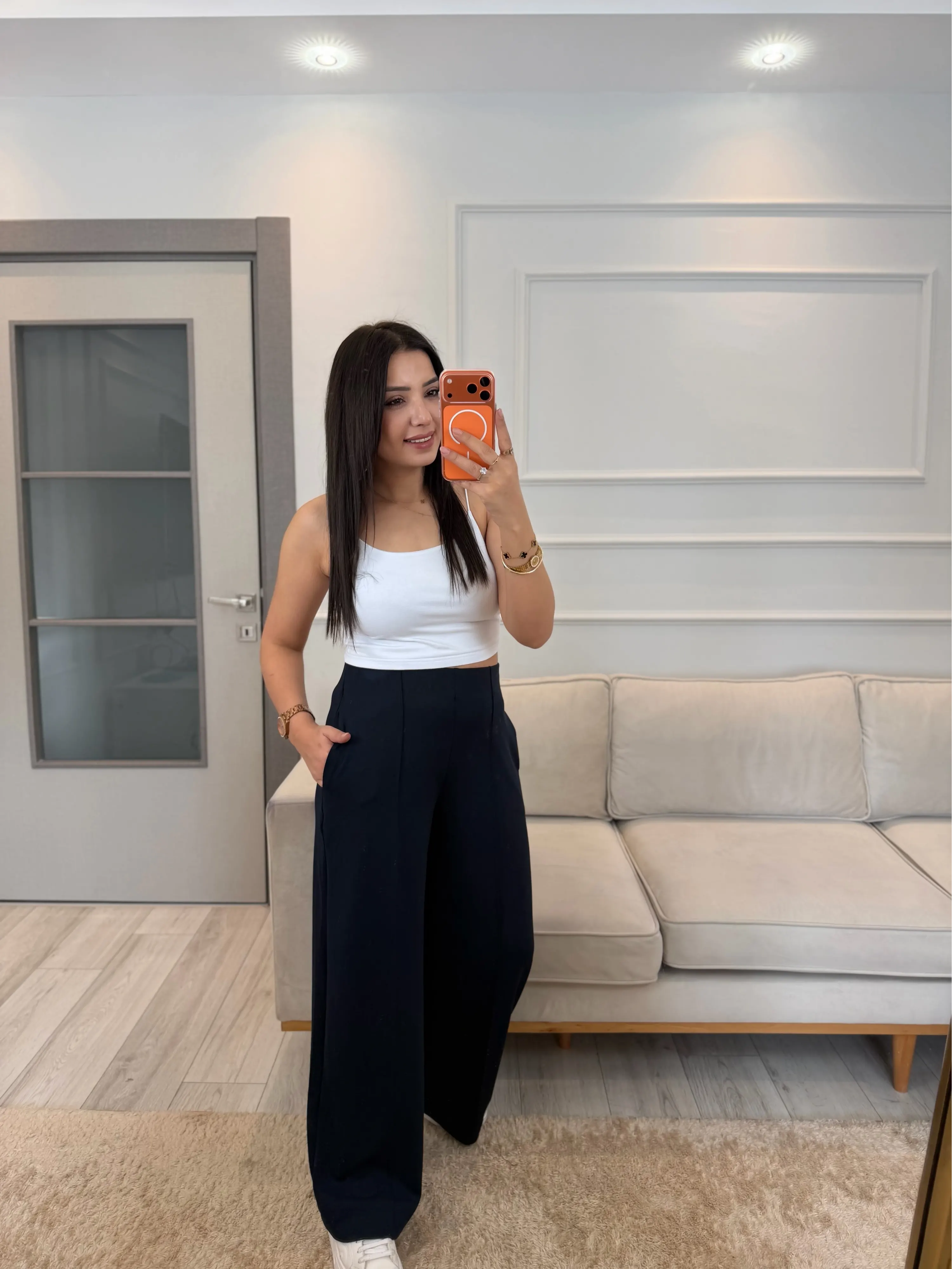 Önü Çımalı Pensli Modal Pantolon