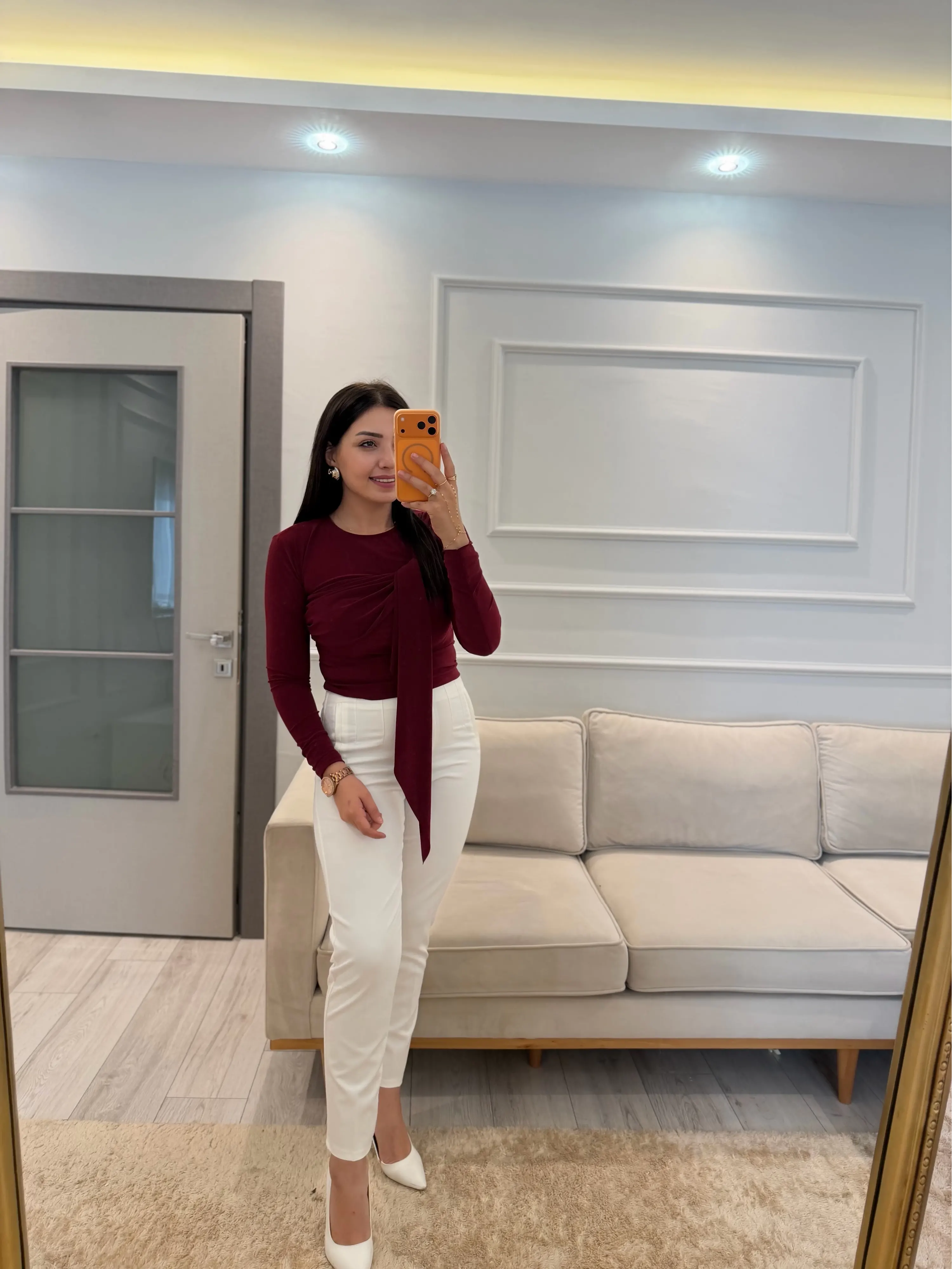 Sandy Önü Şal Detay Bluz