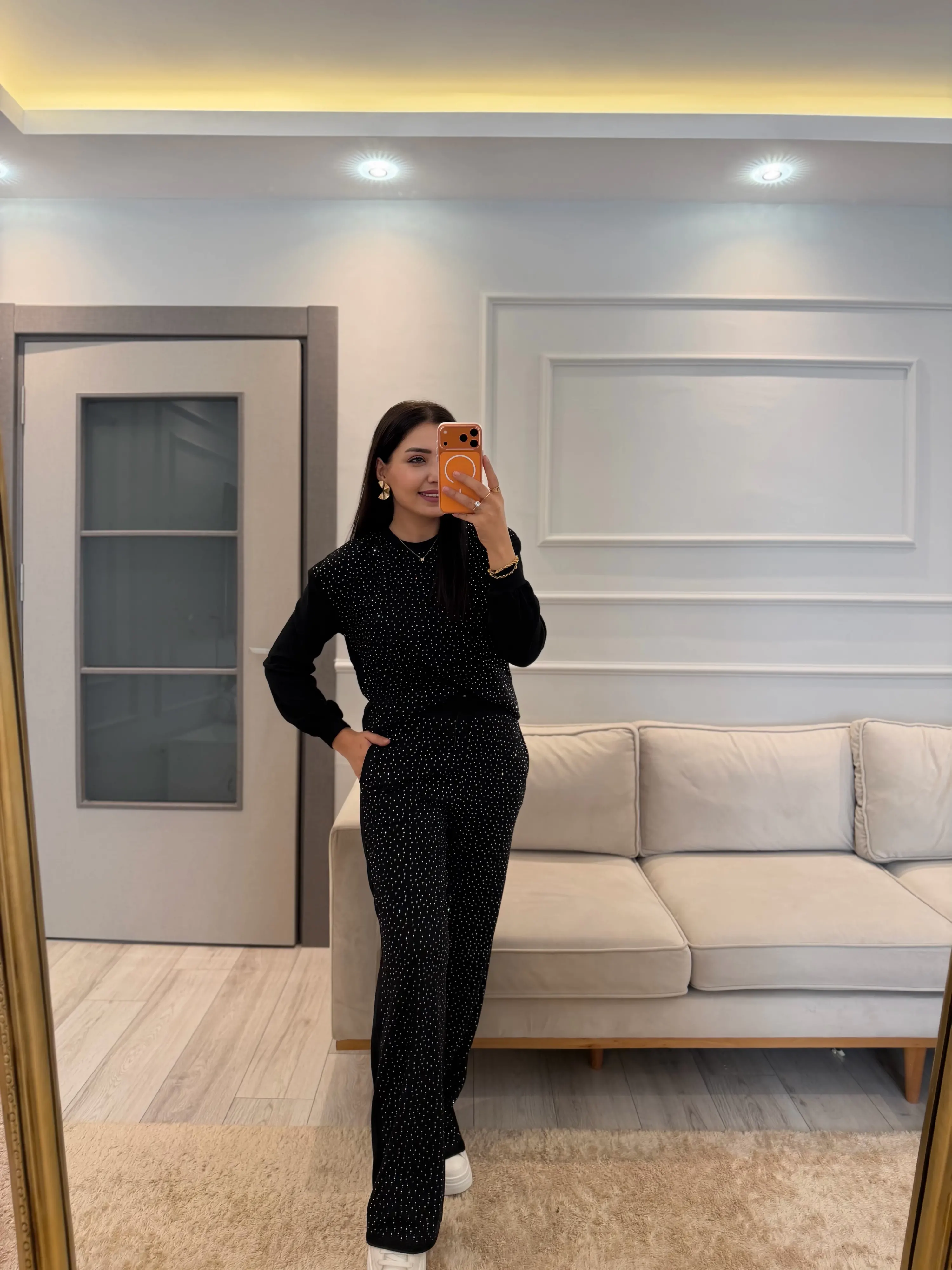 Serpme Taşlı Ottoman Kumaş Takım