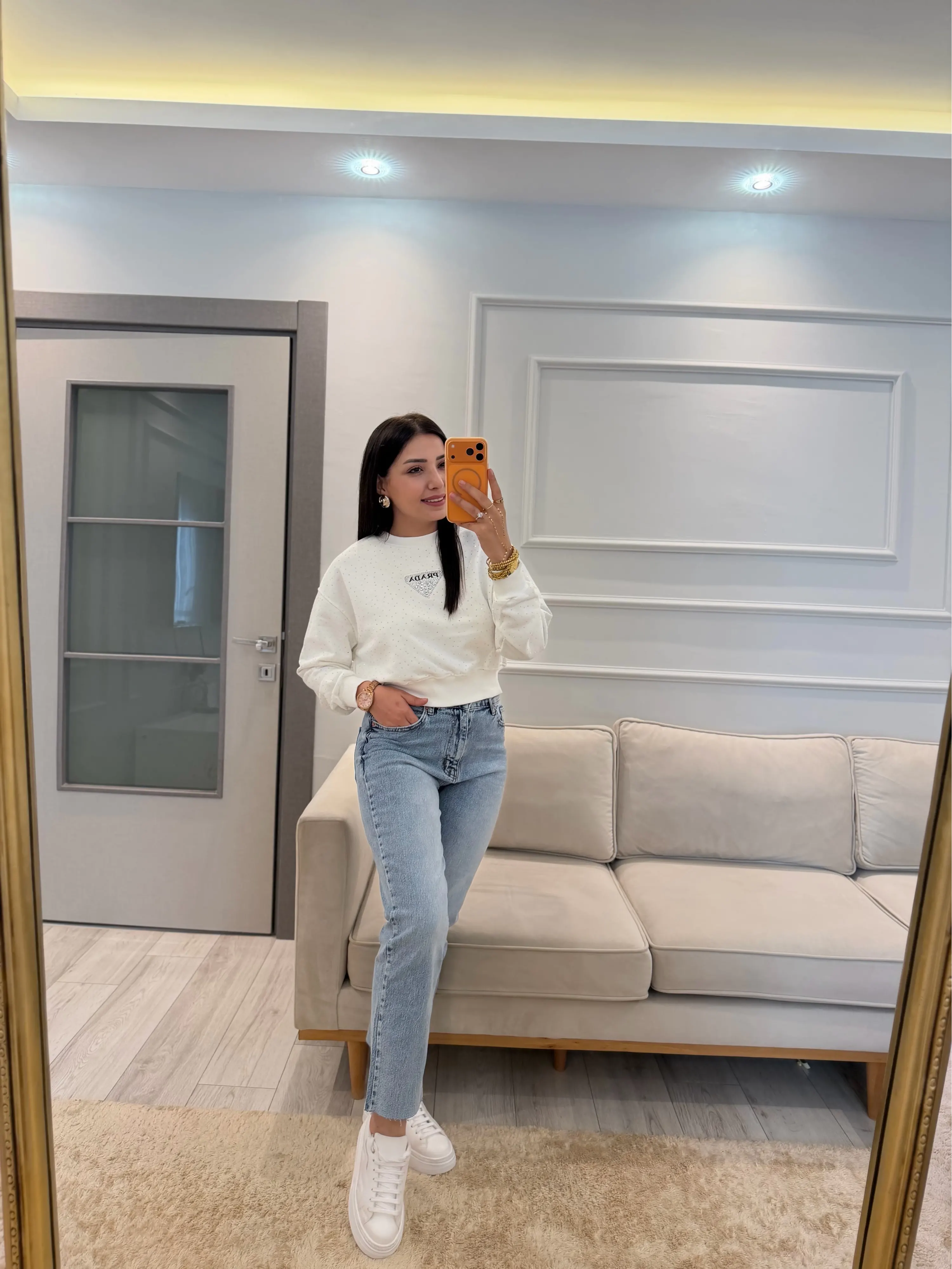 Serpme Taşlı Prada Sweatshirt