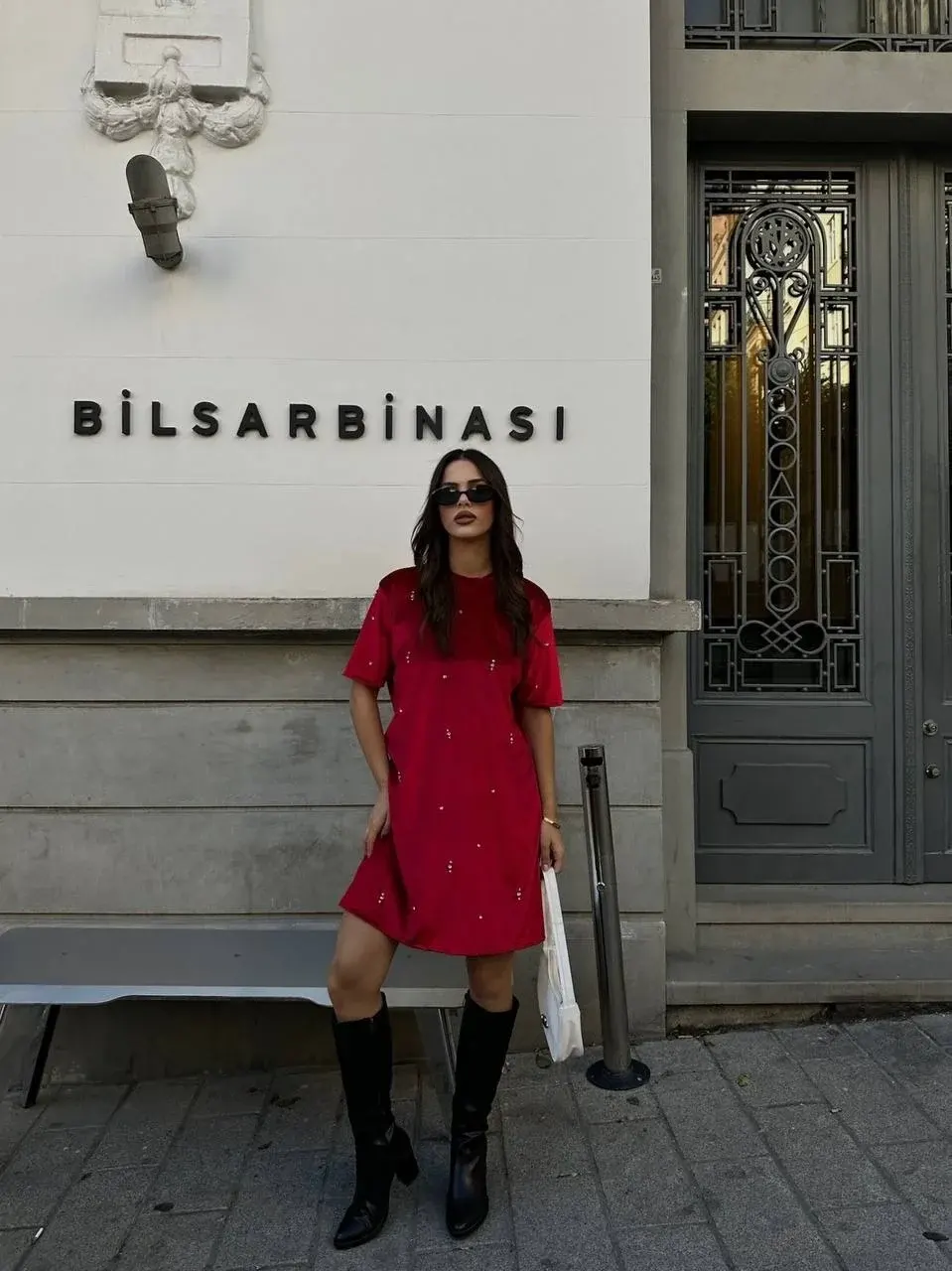 Taş Çakım Kadife Elbise