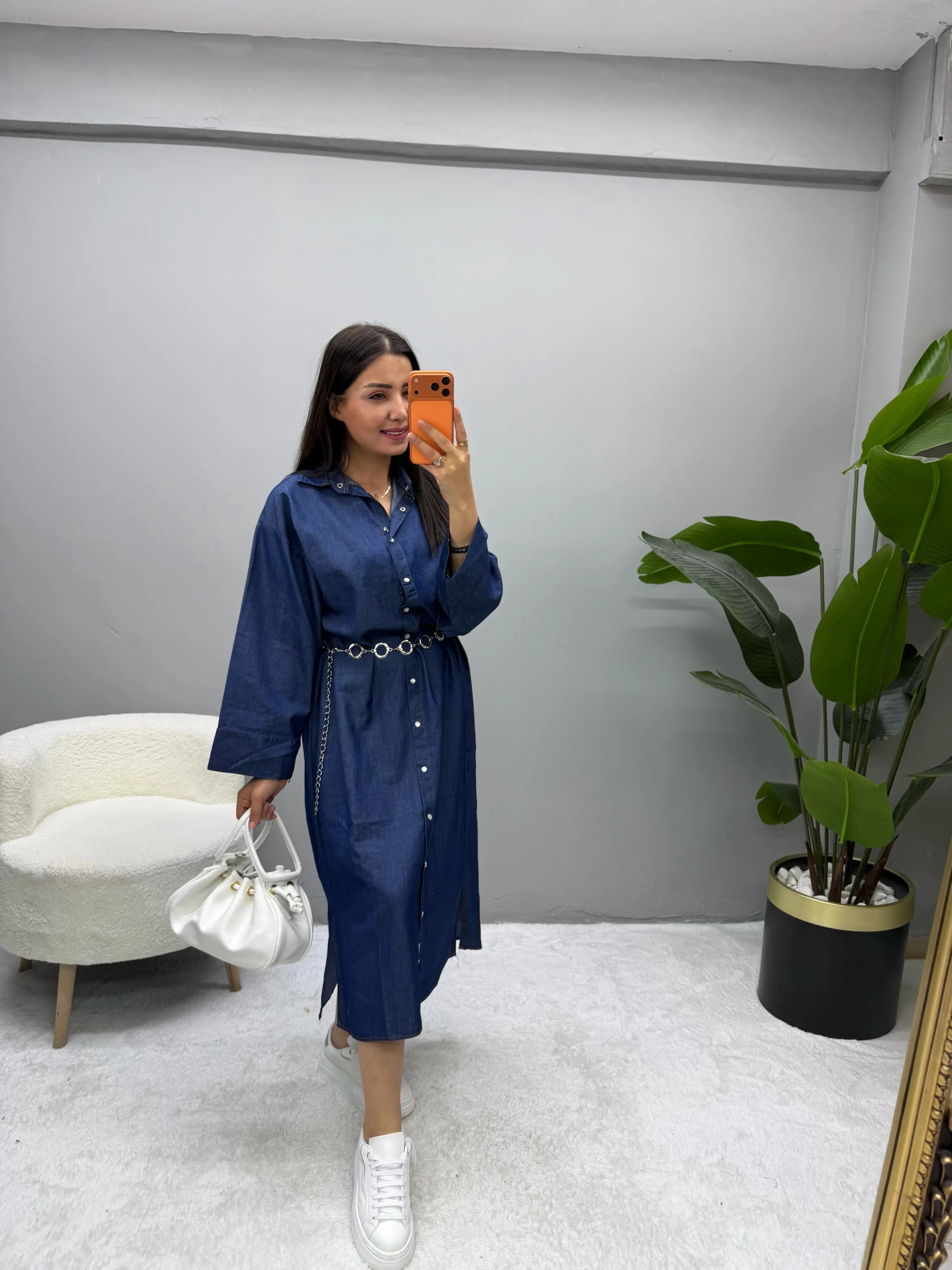 Tensel Denim Elbise
