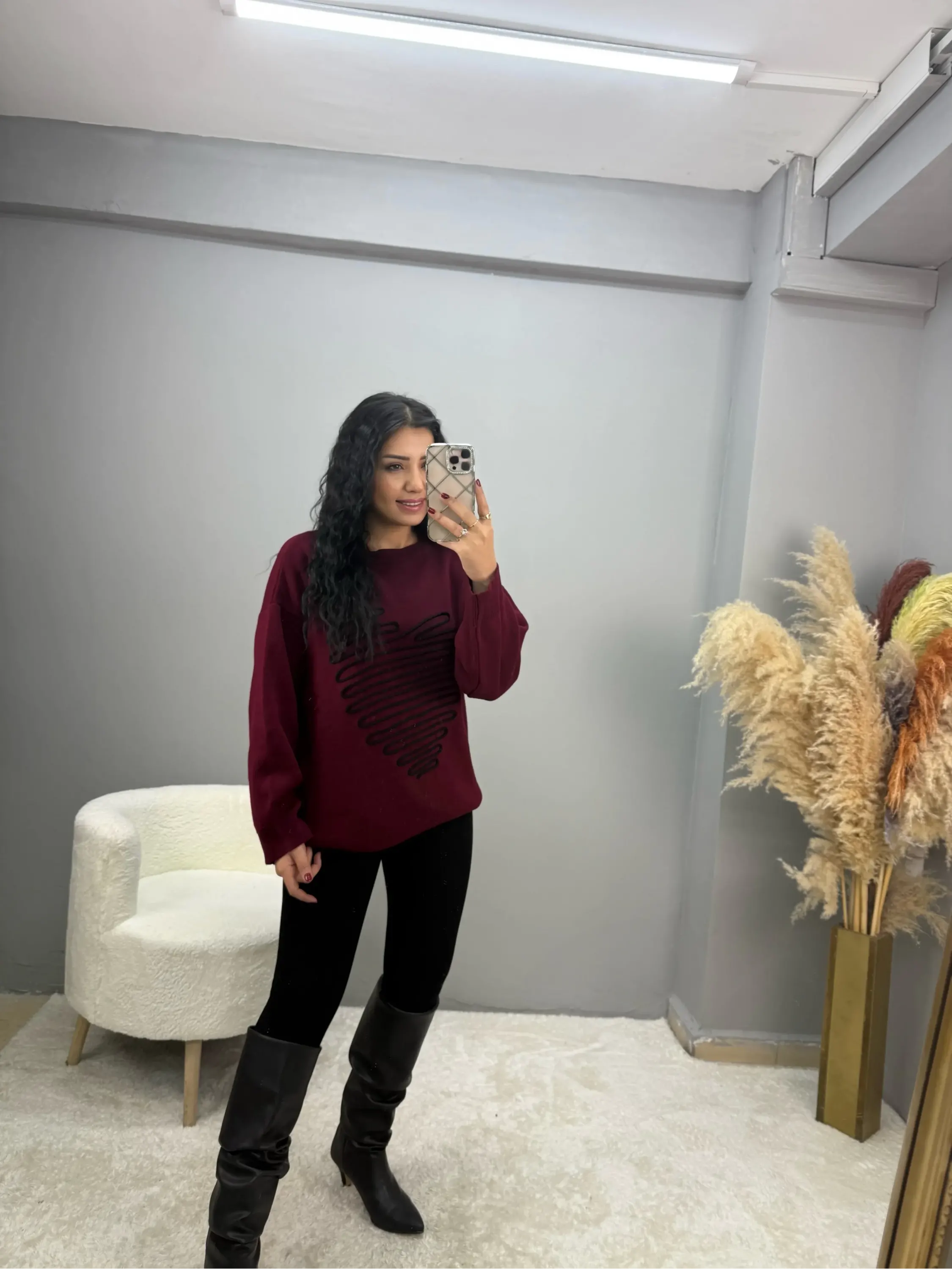 Venlox Kalp Detaylı Triko Kazak