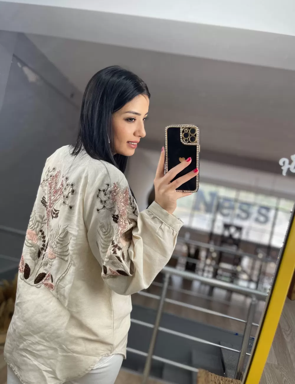 Caste Kelebek Nakışlı Kimono