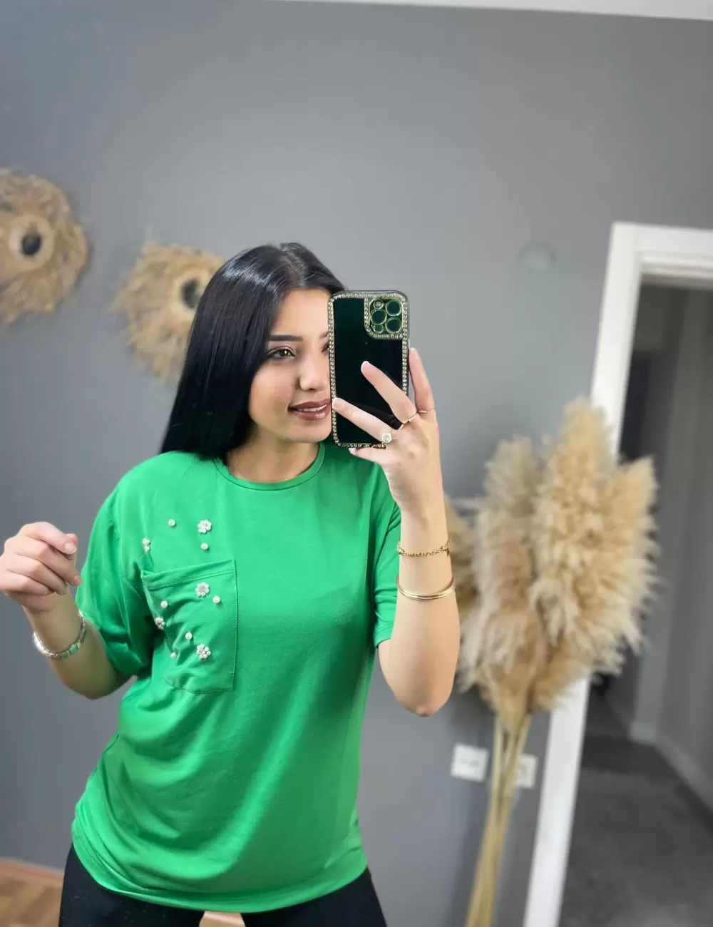 Moot Yaka İnci Taşlı T-Shirt