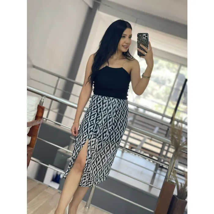 Gone Önden Bağlamalı Şifon Etek