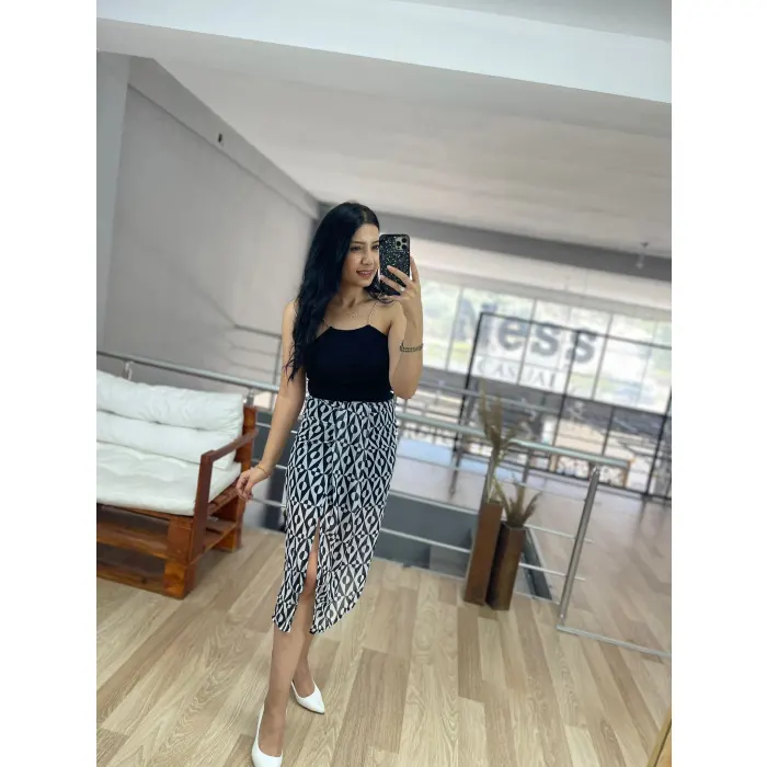 Gone Önden Bağlamalı Şifon Etek