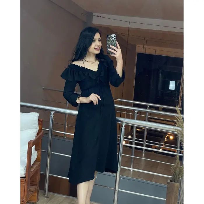 KELEBEK YAKA AYROBİN ELBİSE