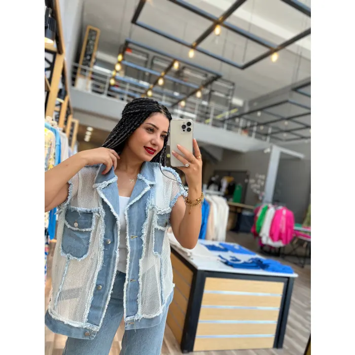 Floys Twist Model Jean Detaylı File Yelek