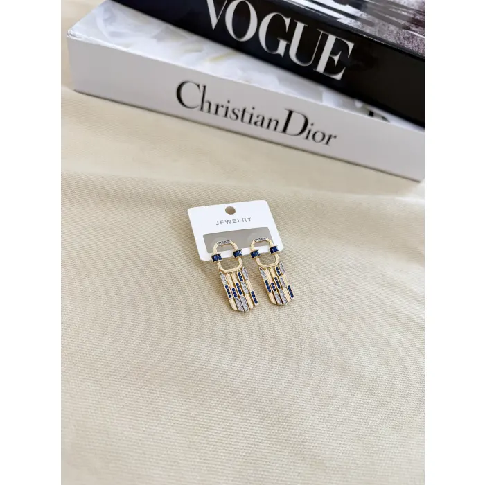 Gold Zirkon Taş Detaylı Küpe