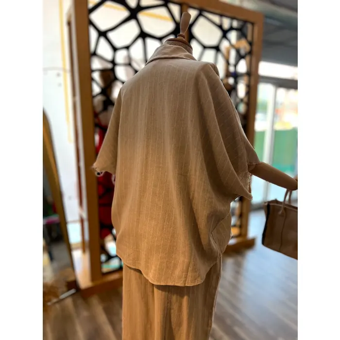 Jhansi Çizgili Premium Keten İkili Takım