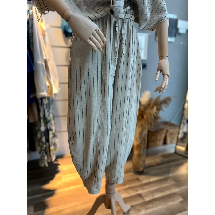 Jhansi Çizgili Premium Keten İkili Takım