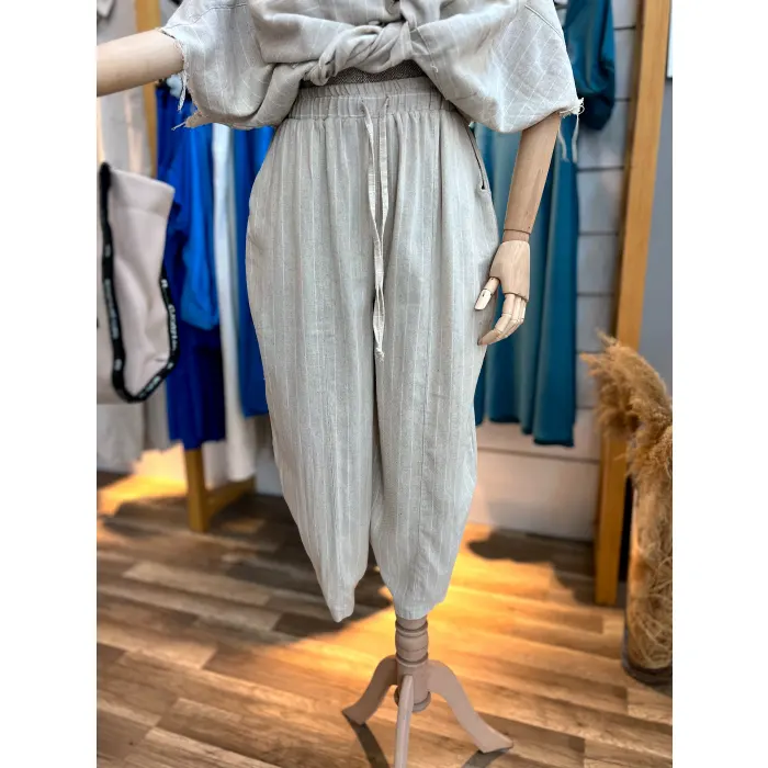 Jhansi Çizgili Premium Keten İkili Takım