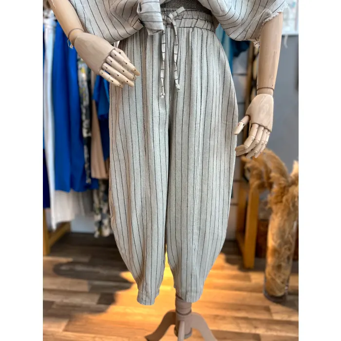 Jhansi Çizgili Premium Keten İkili Takım