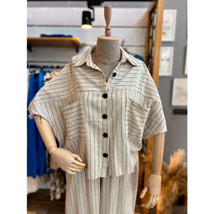 Jhansi Çizgili Premium Keten İkili Takım