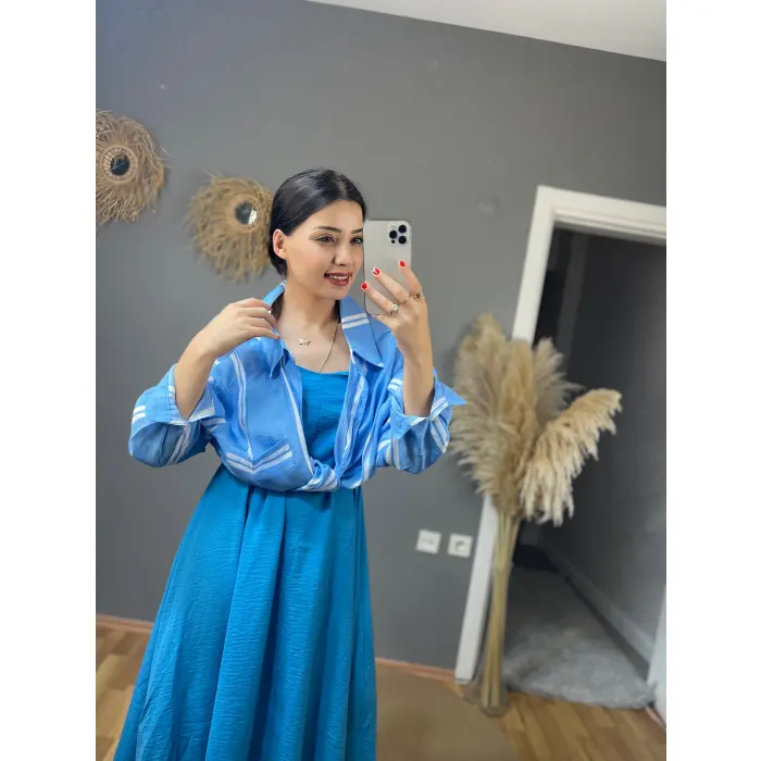 Vansoj Çizgili Oversize Gömlek