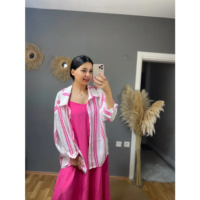 Vansoj Çizgili Oversize Gömlek