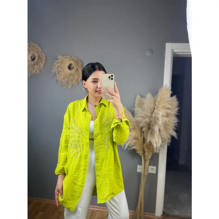 Verfy Kanat Nakışlı Gömlek