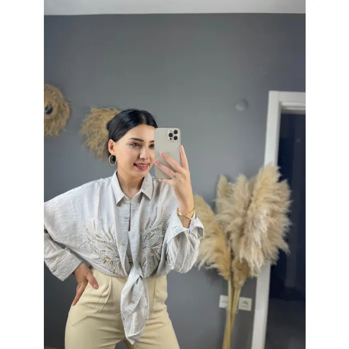 Verfy Kanat Nakışlı Gömlek