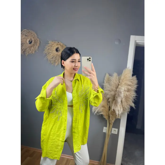 Verfy Kanat Nakışlı Gömlek