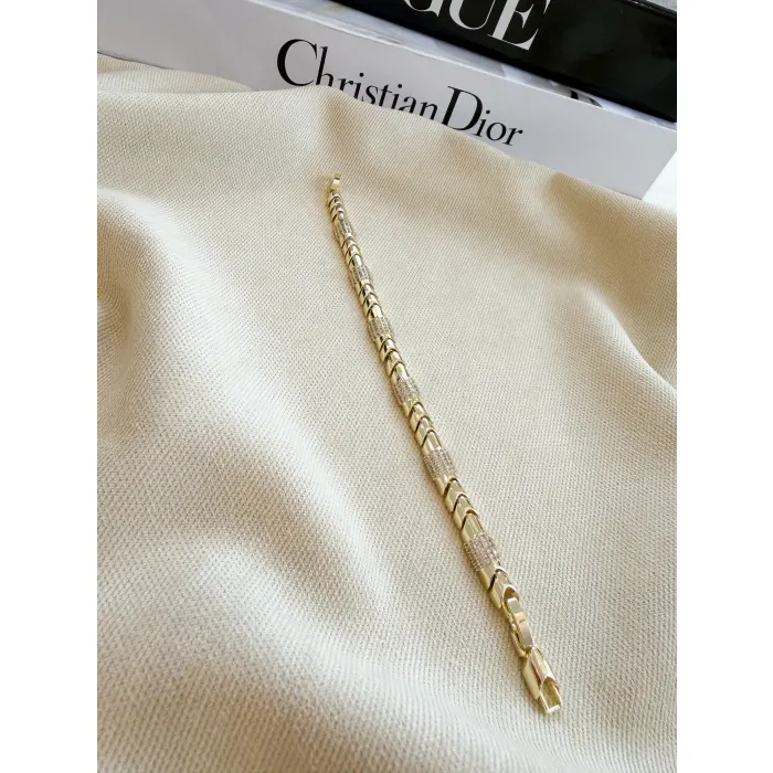 Zirkon Taşlı Altın Kaplama Vip Bileklik