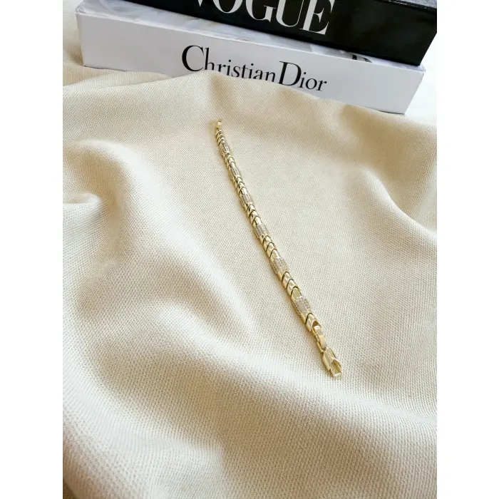 Zirkon Taşlı Altın Kaplama Vip Bileklik