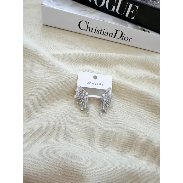 Zirkon Taşlı Yelpaze Model Küpe