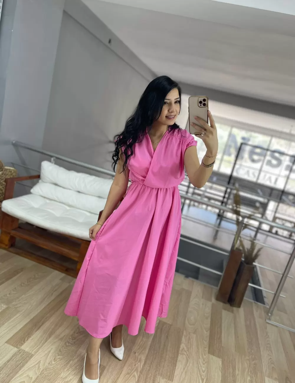 Arden Sıfır Kol Poplin Elbise