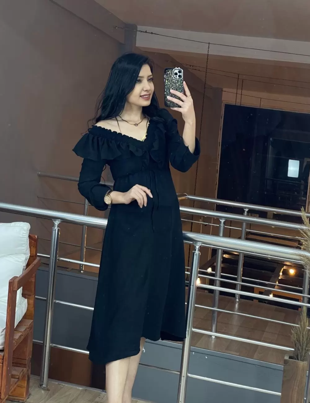 KELEBEK YAKA AYROBİN ELBİSE