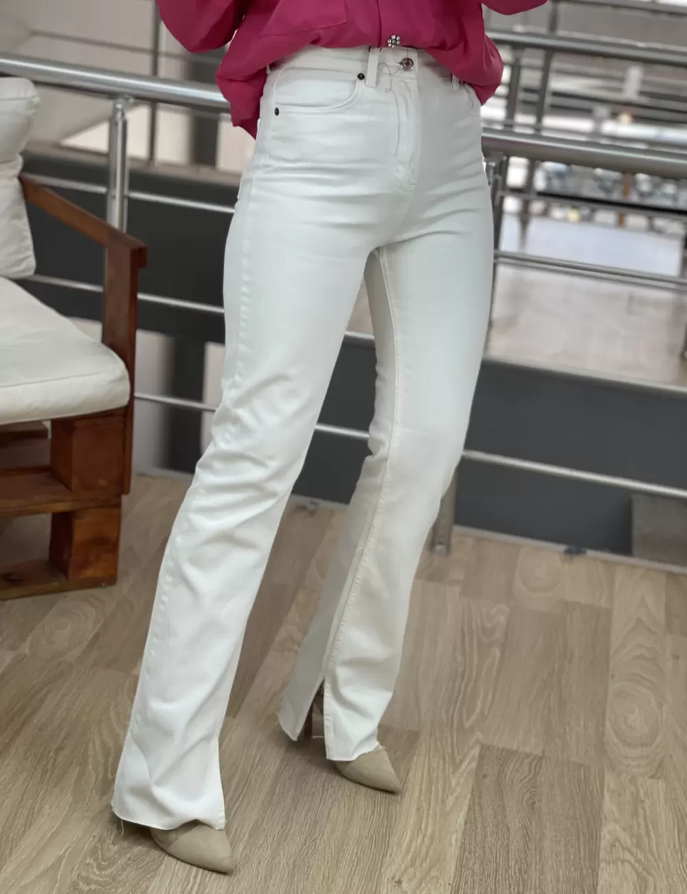 WHİTE ORJ ZRA PAÇASI YIRTMAÇLI PALAZZO